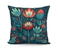 VstaDank Folk Blue Flowers Throw Pillow Cover Soft Square Cushion Cover Art Artwork Pillow Covers Mordern Couch Pillow Covers Decorative Cushion Case for Chair Couch Bedroom Living Room