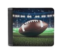 VstaDank Football And Grass Leather Wallet Slim Bifold Wallet Front Pocket Wallets Billfold Coin Purse Credit Card Holder