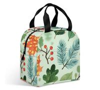 VstaDank Forest-like Leaves Lunch Bag Insulation Up,Cooler Bag with Storage Pocket,Lunch Box for Reusable Easy to Fold