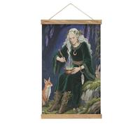 VstaDank Forest Witch Poster with Wooden Frame Hanger Art Painting Wall Decor Poster Wall Hanging Wooden Frame 13x20 Wood Poster Hanger for Photo Picture Art Canvas Print Artwork