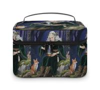VstaDank Forest Witch Travel Makeup Bag Large Capacity Leather Cosmetic Bag Portable Toiletry Bags With Clear Divider And Handle Cute Wide Open Shaving Bags for Grooming