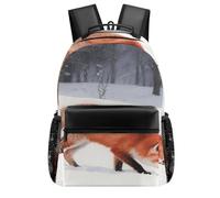 VstaDank Fox Foraging in The Snow Backpack-Durable,Lightweight,Travel Laptop Backpacks for Adult,Computer Bag for Hiking Outdoor Sports