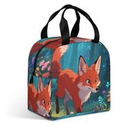 VstaDank Fox Lunch Bag Insulation Up,Cooler Bag with Storage Pocket,Lunch Box for Reusable Easy to Fold