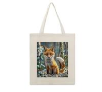 VstaDank Fox Shape Theme Canvas Tote Bag with Handles Extremely Sturdy Reusable Shopping Bag Lightweight Foldable Cotton Cloth Grocery Bags Magic Aesthetic Tote Bag for Women Travel