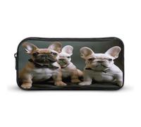 VstaDank French Bulldog Puppies Pencil Case Large Capacity Pencil Pouch Portable Cute Pen Bags Multifunctional Pencil Bag Sturdy Aesthetic Pen Pouch Fashion Tool Bag Desk Organizer Unisex