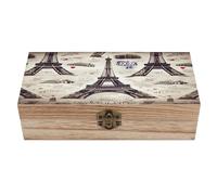 VstaDank French Paris Tour Eiffel Tower Wooden Storage Box Wooden Keepsake Box with Hinged Lid Exquisite Solid Wood Decorative Jewelry Case Memory Box for Jewelry Photos Letters Crafts Trinkets