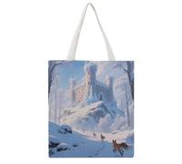 VstaDank Frost And Snow Castle Shopping Bags Canvas Tote Bag Beach Bag
