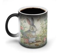 VstaDank Garden Bunny Mugs 11oz Cold Heat Sensitive Color Changing Cup Funny Magic Mug Personalized Ceramic Coffee Mugs Exquisite Tea Cups Discoloration Mug for Daily Use & Gift