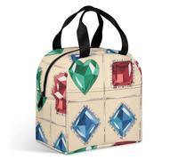 VstaDank Gem Matrix Lunch Bag Insulation Up,Cooler Bag with Storage Pocket,Lunch Box for Reusable Easy to Fold