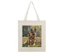 VstaDank German Shepherd Dogs Canvas Tote Bag with Handles Extremely Sturdy Reusable Shopping Bag Lightweight Foldable Cotton Cloth Grocery Bags Magic Aesthetic Tote Bag for Women Travel