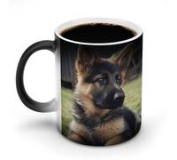 VstaDank German Shepherd Puppy Mugs 11oz Cold Heat Sensitive Color Changing Cup Funny Magic Mug Personalized Ceramic Coffee Mugs Exquisite Tea Cups Discoloration Mug for Daily Use & Gift