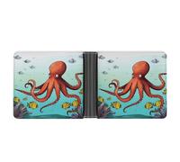 VstaDank Giant Octopus Leather Wallet for Men Women, Minimalist Bifold Wallet, RFID Blocking Front Pocket Wallets Credit Card Holder Coin Purse Slim Billfold for Travel Work Daily, Gift