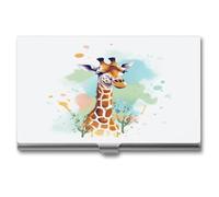 VstaDank Giraffe Art Illustration Business Card Holder with Buckle Style Shut Aluminum Alloy Business Card Case Fashion Name Cards Holder Exquisite Credit Card ID Case Pocket Cards Wallet