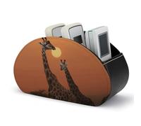 VstaDank Giraffe at Sunset Remote Control Holder with 5 Compartments PU Leather Remote Caddy Desktop Organizer Store TV Remote Control Storage Box for Home Office Desk Nightstand