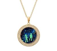 VstaDank Glow in The Dark Necklaces Personalized Photo Round Pendant Necklace Elegant Diamond Necklaces Alloy Coin Pendant Fashion Jewelry Pendant Dainty Necklaces for Women, One Size, Metal, No