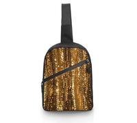 VstaDank Gold Sequin Sparkle Chest Bag for Men Women Lightweight Oxford Cloth Small Sling Bag Foldable Crossbody Bags Fashion Compact Travel Daypack for Hiking Casual Outings
