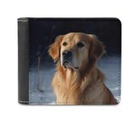 VstaDank Golden Retriever Leather Wallet Slim Bifold Wallet Front Pocket Wallets Billfold Coin Purse Credit Card Holder