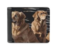 VstaDank Golden Retrievers Leather Wallet Slim Bifold Wallet Front Pocket Wallets Billfold Coin Purse Credit Card Holder