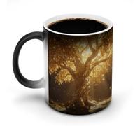 VstaDank Golden Tree Mug Ceramic Coffee Mugs Magic Color Changing Heat Sensitive Cups Large Capacity Funny Art Cup 16 OZ for Halloween Christmas Birthday Mom Friends