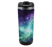 VstaDank Green Blue Purple Galaxy Travel Mugs Double-Layer Design Coffee Cup Fashion Reusable Insulated Mug Leak Waterproof Stainless Steel Cups for Camping Office Home Vehicles