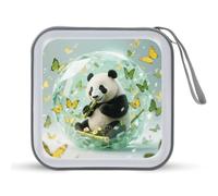 VstaDank Green Crystal Storm Panda CD Case Portable Zipper CD Case 40 Capacity Hard Plastic DVD Cases Holder Large Storage Disc Wallet Bag for Car Home Travel DVD Collection Bag