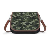 VstaDank Green Military Camo Crossbody Bag for Women Large Capacity Shoulder Handbags Trendy PU Leather Packet for Work Travel