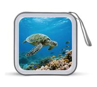VstaDank Green Sea Turtle CD Case Portable Zipper CD Case 40 Capacity Hard Plastic DVD Cases Holder Large Storage Disc Wallet Bag for Car Home Travel DVD Collection Bag