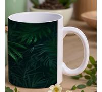 VstaDank Green Tropical Jungle Plant Coffee Mugs Ceramic Camper Mug White Coffee Cup with Handles Personalized Tazas Para Sublimacion Novelty Water Cups Tea Mug Gifts for Home Office Party 11 Oz