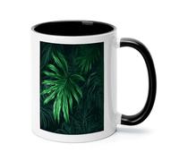 VstaDank Green Tropical Jungle Plant Coffee Mugs Personalized Coffee Cups White Ceramic Mug with Handles Funny Tazas Para Sublimacion Novelty Water Cup Tea Mug for Office And Home 11oz
