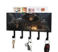 VstaDank Grim-Reaper Key Holder for Wall Decorative Mail Organizer Wall Mount with 5 Hooks Easy Installation Key Rack PU Adhesive Keys Rack for Entryway Door Bathroom Kitchen