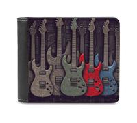 VstaDank Guitar Pattern Bifold Wallet for Women Men Soft PU Leather Wallet Slim Minimalist Front Pocket Bussiness Card Holder