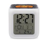 VstaDank Halloween Pumpkin Alarm Clock Sleep Trainer 7 Color Changing Night Light Modern Touch Bedside Lamp Fashion Digital Clock with Temperature Display Wake Clocks for Loud Alarm
