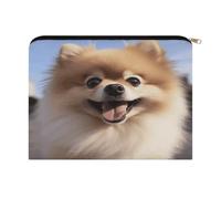 VstaDank Happy Pomeranian Makeup Bag Fashion Large Capacity Cosmetic Bag Luxury Polyester Travel Toiletry Bags Cute Zipper Pouch Aesthetic Accessories Storage Bags for Women & Gifts