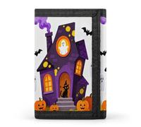 VstaDank Haunted Mansion Wallets Fashion Trifold Wallet with Zipper&Keychain Large Front Pocket Wallets Slim RFID Blocking Wallet Credit Card Holder Coin Purse for Adult