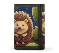 VstaDank Hedgehog Cactus Wallet-Ultra Slim Minimalist Purse Trifold Wallet Credit Card Holder for Men And Women
