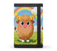 VstaDank Highland Cow Wallets Fashion Trifold Wallet with Zipper&Keychain Large Front Pocket Wallets Slim RFID Blocking Wallet Credit Card Holder Coin Purse for Adult