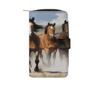 VstaDank Horses Wallet for Women Men Large Capacity Credit Card Holder,Multiple Card Slots Cute Clutch Wallet with Zip Slim PU Leather Long Wallets Bifold Travel Wallets