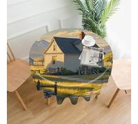 VstaDank House on The Prairie Tablecloth Easy to Clean Polyester Round Table Cover Washable Round Table Cloth Wrinkle-Free Circle Decoration Tablecloth for Kitchen Dining Room 60"