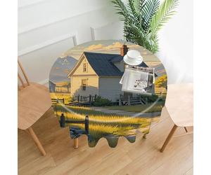 VstaDank House on The Prairie Tablecloth Easy to Clean Polyester Round Table Cover Washable Round Table Cloth Wrinkle-Free Circle Decoration Tablecloth for Kitchen Dining Room 60"