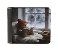 VstaDank Hygge Christmas Leather Wallet for Men Bifold Wallet Stylish Slim Front Pocket Wallets Credit Card Holder Cash Purse