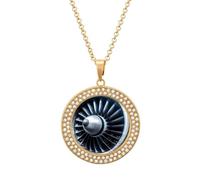 VstaDank Jet Engine Necklaces Personalized Photo Round Pendant Necklace Elegant Diamond Necklaces Alloy Coin Pendant Fashion Jewelry Pendant Dainty Necklaces for Women, One Size, Metal, No Gemstone
