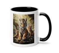 VstaDank Jungle Tigers Cub Coffee Mugs Personalized Coffee Cups White Ceramic Mug with Handles Funny Tazas Para Sublimacion Novelty Water Cup Tea Mug for Office And Home 11oz