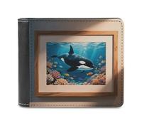 VstaDank Killer Whales Orca Pattern PU Leather Wallet Credit Card Holder Extra Capacity Bifold Wallets for Men Women Fashion Wallet