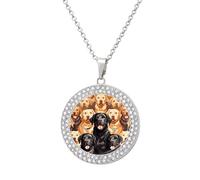 VstaDank Labrador Retriever Dogs Necklaces Personalized Photo Round Pendant Necklace Elegant Diamond Necklaces Alloy Coin Pendant Fashion Jewelry Pendant Dainty Necklaces for Women, One Size, Metal