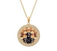 VstaDank Labrador Retriever Dogs Necklaces Personalized Photo Round Pendant Necklace Elegant Diamond Necklaces Alloy Coin Pendant Fashion Jewelry Pendant Dainty Necklaces for Women, One Size, Metal