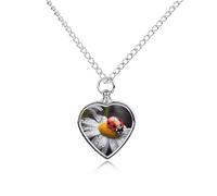 VstaDank Ladybug on Daisy Flower Urn Necklaces for Ashes Pendant Cat Dog Pet Cremation Jewelry Pet Urn Pendant Heart Shape Memorial Keepsake Pendants Urn Locket for Pets Ashes Necklace&Gift