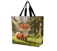 VstaDank Large Grocery Bags for Women - Lightweight Foldable Shoulder Handbag, Fashion Reusable Fox Cartoon Cute Tote Bag, Portable Shopping Bag for Work Travel & Daily Use