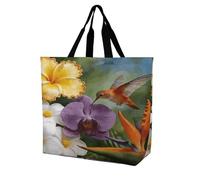VstaDank Large Grocery Bags for Women - Lightweight Foldable Shoulder Handbag, Fashion Reusable Spring Whispers Tote Bag, Portable Shopping Bag for Work Travel & Daily Use