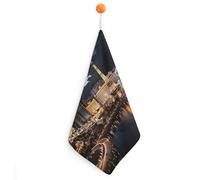 VstaDank Las Vegas Night View Washcloth with Hanging Loop Quick Dry Microfiber Hand Towel Highly Absorbent Wash Cloth Reusable Makeup Remover Cloth Soft Feel Fingertip Towel for Bathroom