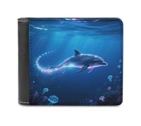 VstaDank Laser Dolphin Leather Wallet Slim Bifold Wallet Credit Card Holder Fashion Billfold Purse Adult Front Pocket Wallets